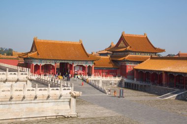 Beijing, Çin - 14 Ekim 2017: Yasak Şehir (Sarayı Müzesi), kimden Ming Hanedanı Çin İmparatorluk Sarayı sonuna Qing Hanedanı (1420-1912).