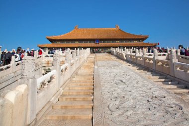 Beijing, Çin - 14 Ekim 2017: Yasak Şehir (Sarayı Müzesi), kimden Ming Hanedanı Çin İmparatorluk Sarayı sonuna Qing Hanedanı (1420-1912).