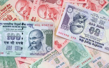 Farklı Hint banknotlar topluluğu
