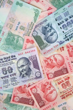 Farklı Hint banknotlar topluluğu
