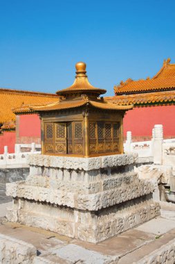 Beijing, Çin - 14 Ekim 2017: Yasak Şehir (Sarayı Müzesi), kimden Ming Hanedanı Çin İmparatorluk Sarayı sonuna Qing Hanedanı (1420-1912).