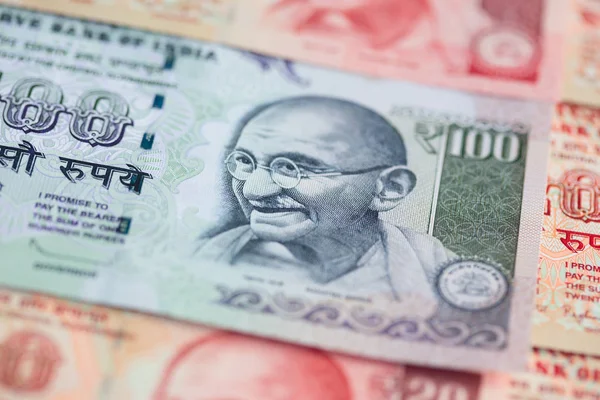 Коллекция Различных Индийских Банкнот — стоковое фото