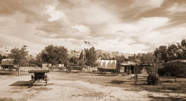Historická Stanice Divokého Západu Průkopníků Hranici Mezi Arizona Utah Usa — Stock fotografie