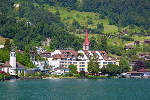 Weggis Kantonie Lucerna Szwajcaria Lipca 2016 Widok Malowniczej Zabytkowej Miejscowości — Zdjęcie stockowe