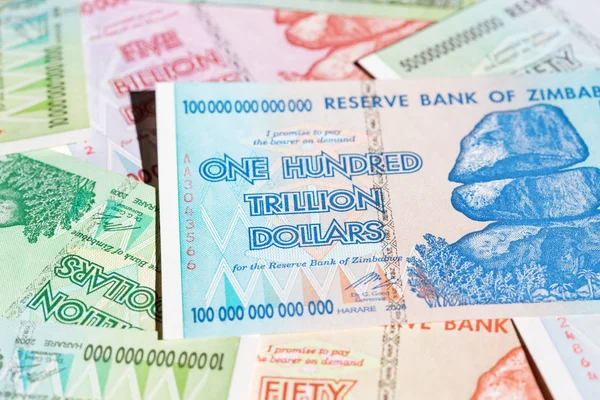 Zbiór Różnych Zimbabwe Hiperinflacja — Zdjęcie stockowe