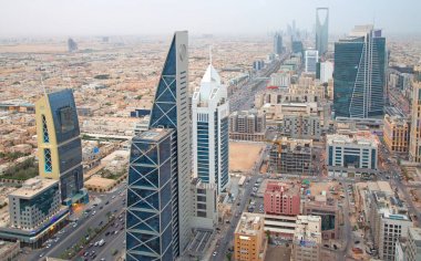 Riyadh, Suudi Arabistan - 29 Şubat 2016: Riyad şehrin havadan görünümü.