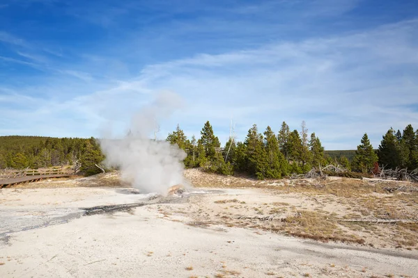 Erupción Géiser Cuenca Baja Del Parque Nacional Yellowstone — Foto de Stock