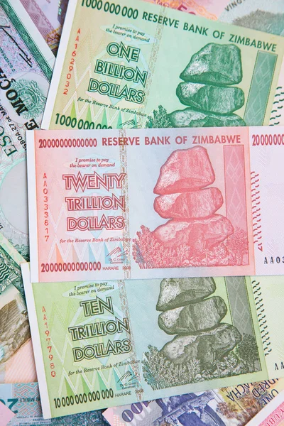 Nahaufnahme Der Banknoten Von Simbabwe Nach Der Hyperinflation — Stockfoto