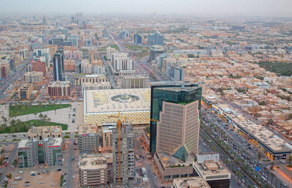 Riyadh, Saudi Arabia - FEBRUARY 29, 2016: Aerial view of Riyadh downtown.