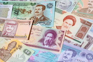 Renkli Ortadoğu banknotlar closeup