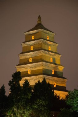 Ünlü büyük vahşi kaz Pagodası Xian City, Çin. 