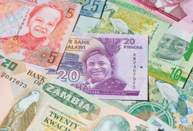 Arka plan çeşitli renkli Afrika banknotlar ile