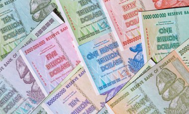 Zimbabve banknotlar hiperenflasyon sonra closeup