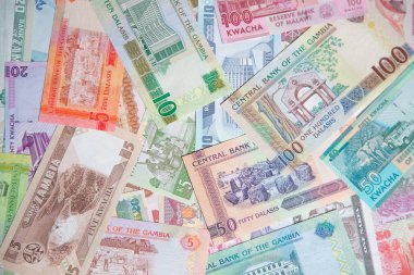 Arka plan çeşitli renkli Afrika banknotlar ile
