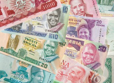 Arka plan çeşitli renkli Afrika banknotlar ile