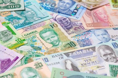 Arka plan çeşitli renkli Afrika banknotlar ile