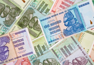 Zimbabve banknotlar hiperenflasyon sonra closeup