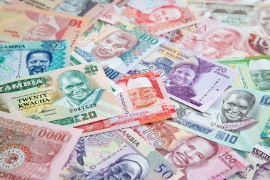 Arka plan çeşitli renkli Afrika banknotlar ile