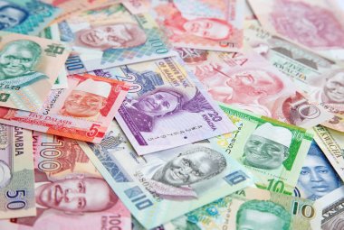 Arka plan çeşitli renkli Afrika banknotlar ile