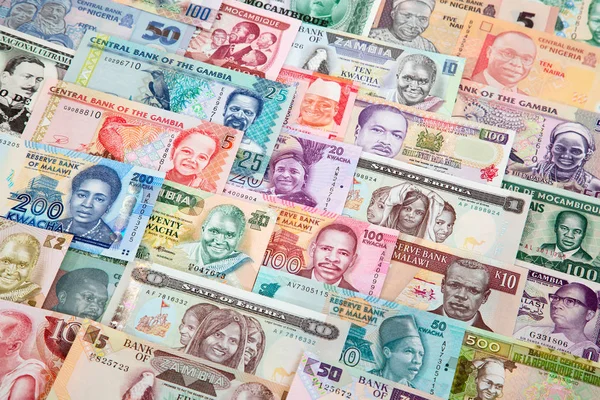 Antecedentes Con Variedad Coloridos Billetes Africanos — Foto de Stock