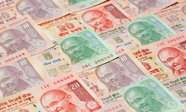 Подробный Обзор Индийских Банкнот — стоковое фото