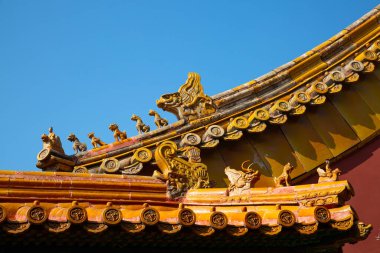 BEIJING, ÇİN - 14 Ekim 2017: Yasak Şehir (Saray Müzesi), Çin imparatorluk sarayı Ming hanedanlığından Qing hanedanlığının sonuna kadar (1420-1912)).