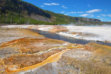 Yellowstone Ulusal Parkı 'ndaki kara kum gayzer havzası, ABD