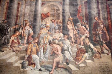 ROME - 03 Ağustos: Vatikan müzelerinin mimari parçası 3 Ağustos 2014 tarihinde Vatikan (Roma), İtalya 'da. Vatikan Müzeleri Vatikan 'da halka açık sanat ve heykel müzeleridir..