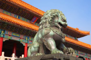 BEIJING, ÇİN - 14 Ekim 2017: Yasak Şehir (Saray Müzesi), Çin imparatorluk sarayı Ming hanedanlığından Qing hanedanlığının sonuna kadar (1420-1912)).