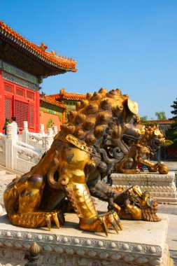 BEIJING, ÇİN - 14 Ekim 2017: Yasak Şehir (Saray Müzesi), Çin imparatorluk sarayı Ming hanedanlığından Qing hanedanlığının sonuna kadar (1420-1912)).