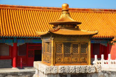 BEIJING, ÇİN - 14 Ekim 2017: Yasak Şehir (Saray Müzesi), Çin imparatorluk sarayı Ming hanedanlığından Qing hanedanlığının sonuna kadar (1420-1912)).