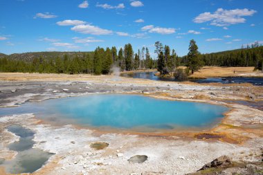Yellowstone Ulusal Parkı 'ndaki kara kum gayzer havzası, ABD
