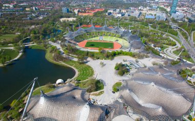 MÜZİK - 20 Nisan 2019: Münih, Almanya 'da Olimpiyat Gemisi. Olimpiyat Parkı 1972 Yaz Oyunları için inşa edildi..
