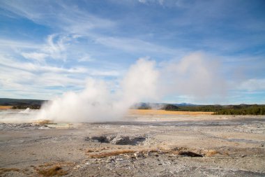 Yellowstone Ulusal Parkı 'ndaki üst gayzer havzası, ABD