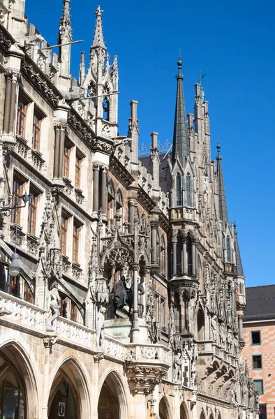 Plaza Principal Múnich Alemania Marienplatz Plaza Mariana Los Antiguos Nuevos — Foto de Stock