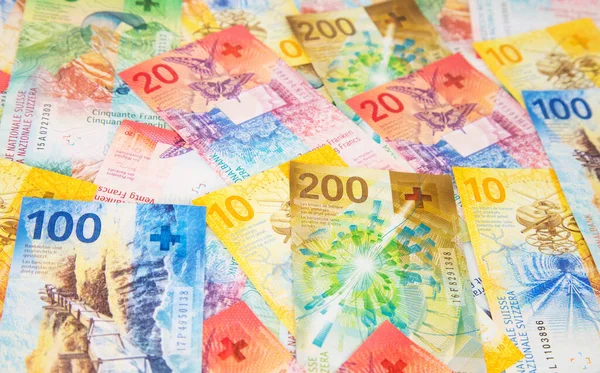 Kolekcja Nowych Szwajcarskich Banknotów Wyemitowanych Latach 2017 2019 — Zdjęcie stockowe