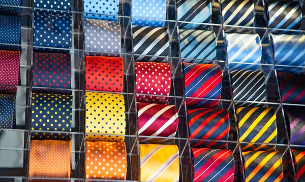 Coleção Gravata Colorida Loja Masculina — Fotografia de Stock
