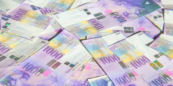 Colección Billetes Suizos 1000 Francos Billete 1000 Francos Emitido Por —  Fotos de Stock