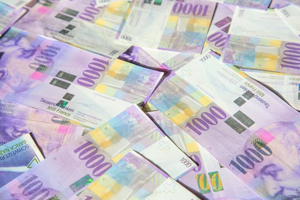 Sammlung Der 1000 Franken Banknoten Die 1000 Franken Banknote Der — Stockfoto