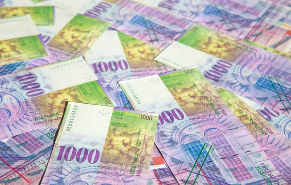 Kolekcja Banknotów Szwajcarskich 1000 Franków Banknot 1000 Franków Emitowany Przez — Zdjęcie stockowe