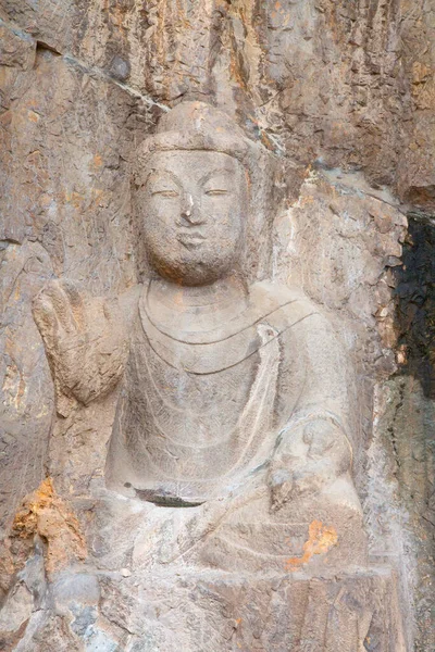 Famose Grotte Longmen Statue Buddha Bodhisattvas Scolpite Nella Roccia Monolite — Foto Stock