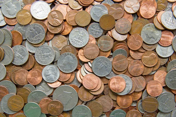Enorme Mucchio Monete Degli Stati Uniti — Foto Stock