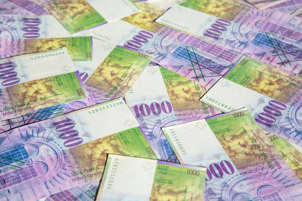Kolekcja Banknotów Szwajcarskich 1000 Franków Banknot 1000 Franków Emitowany Przez — Zdjęcie stockowe
