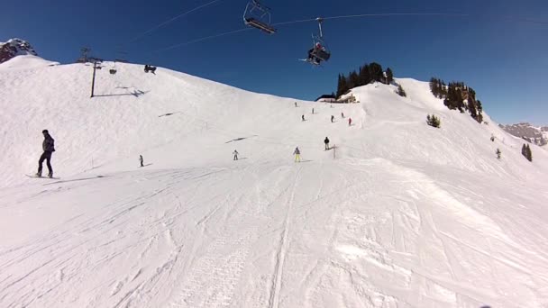 Lyžování Švýcarských Alpách Zimě — Stock video