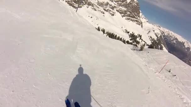 Lyžování Švýcarských Alpách Zimě — Stock video