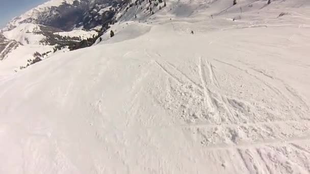 Esqui Alpes Suíços Inverno — Vídeo de Stock