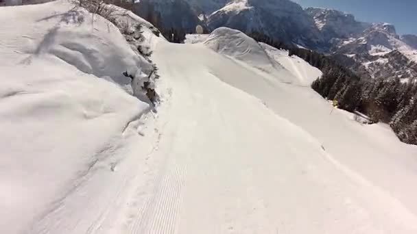 Skifahren Den Schweizer Alpen Winter — Stockvideo