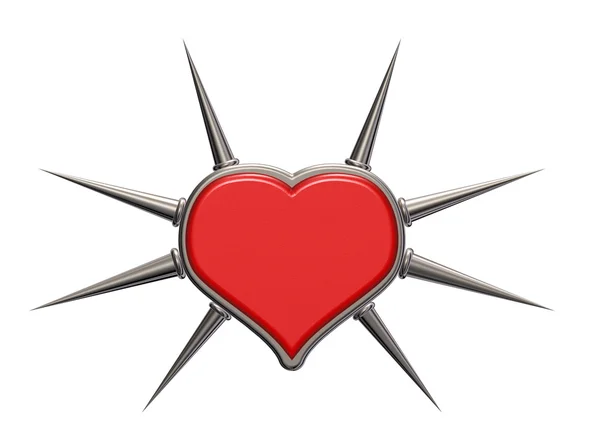 Heart symbol with prickles - 3d rendering — Stock Photo, Image