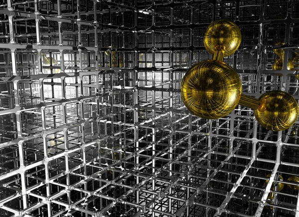 Molekula futurisztikus térben - 3d renderelés — Stock Fotó