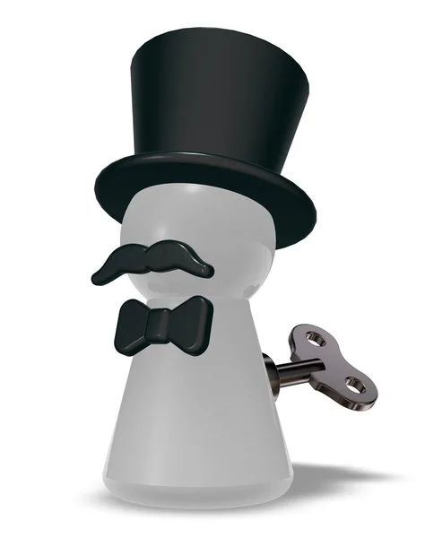 Pawn with hat and beard - 3d rendering — Stock Photo, Image